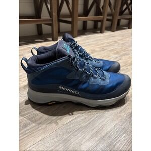 Merrell Mens Moab Speed Mid GTX Navy Marine Blue Hiking Shoes GORE-TEX US 14